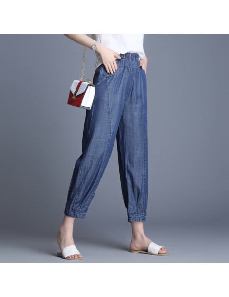 Jeans 2019 Sping Summer Tencel Denim Jeans Woman High Elastic Waist Jeans Vintage Grils Jeans High Quality Ankle-Length Harem...