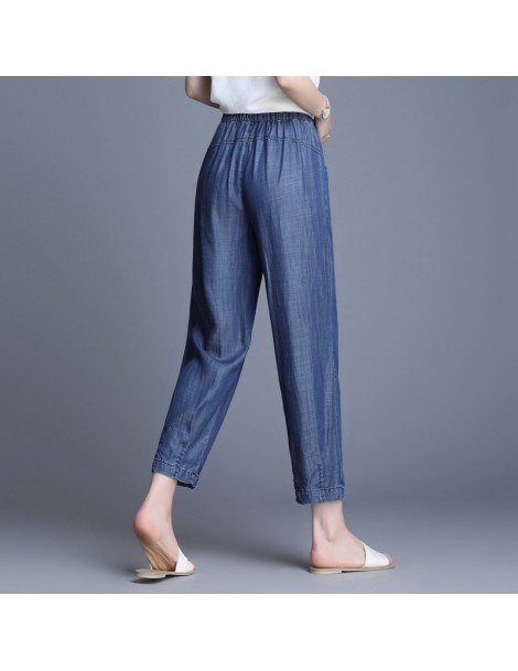 Jeans 2019 Sping Summer Tencel Denim Jeans Woman High Elastic Waist Jeans Vintage Grils Jeans High Quality Ankle-Length Harem...