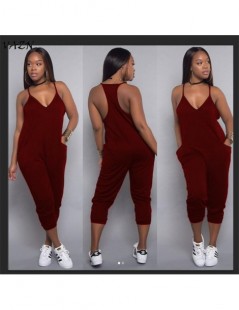 Jumpsuits 2018 Hot Sale Exotic Design Sexy Style Women Jumpsuit Spaghetti Strap Sleeveless Pocket Straight Romper Y099 - Gray...
