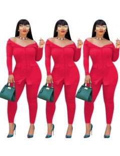 Women's Sets 2019 autumn sexy fashion style regular solid women v-neck plus size women two piece sets top and pant S-XXL - Ye...