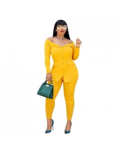 Women's Sets 2019 autumn sexy fashion style regular solid women v-neck plus size women two piece sets top and pant S-XXL - Ye...