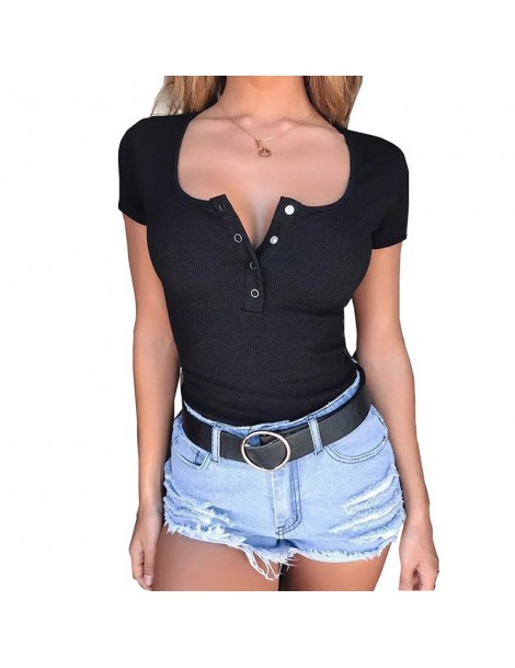 Bodysuits Bodysuit Buttons Sexy Skinny Body Tops Suit Women Rompers Short Sleeve Bodycon Bodysuits Summer Short Jumpsuits Ove...