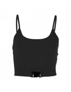 Tank Tops Fashion Bag Buckle Solid Color Women Summer Casual Top Sleeveless Camisole Vest - Black - 4L4155759661-1 $10.15