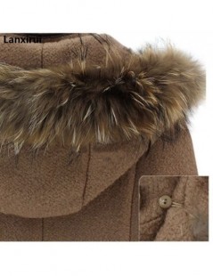 Wool & Blends Europe And America Fashion Hooded Detachable Fur Collar Shawl Coat Winter New Women 'S Cloak Camel Wool Jackets...