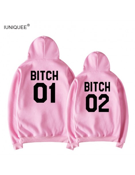 Hoodies & Sweatshirts Bitch Letter Harajuku Casual Coat Two Layers Hat 2018 Winter Fleece Pink Pullover Thick Loose Women Hoo...