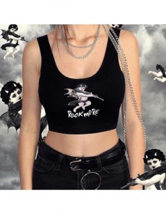 Tank Tops Gothic Slim Sleeveless Women Vest Summer Sexy Angel Rock Short Tops - Black - 424144354964 $13.32