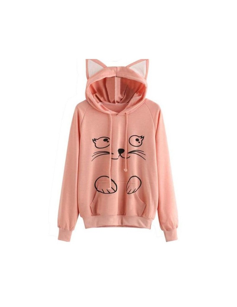 Sweatshirt Cat Print Kawaii Clothes Women Hoodie Poleron Mujer 2019 Cute Pullover Harajuku Fashion Xxl Hoodies Long Sleeve H...