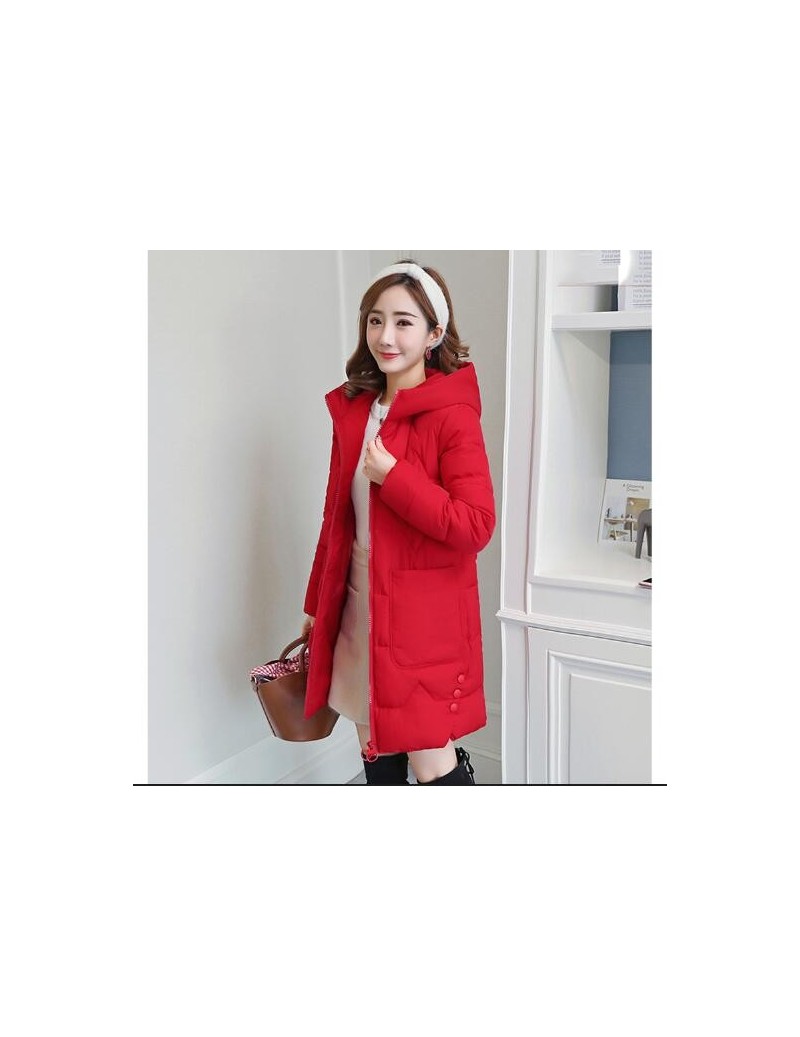 Parkas Winter new 2018 Korean version Warm Plus Cotton Thick Hooded Long Jacket Coat Female slim down cotton Outwear Parkas -...
