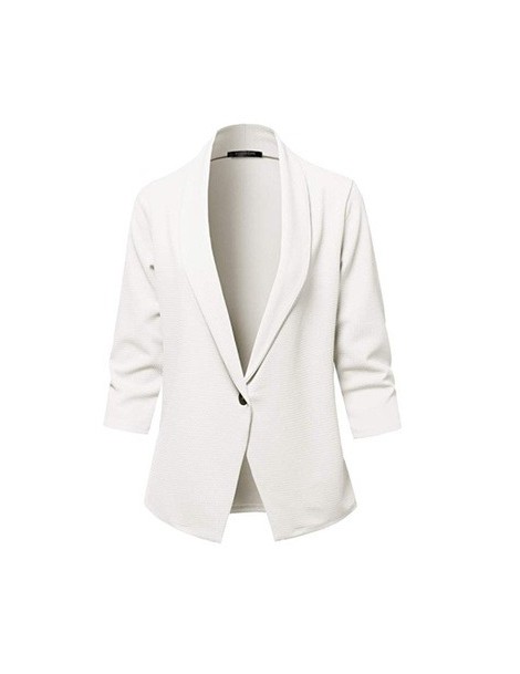 Blazers 2019 Autumn new long-sleeved solid color lapel small suit jacket women's jacket vadim famale jaket Blazer - White - 5...