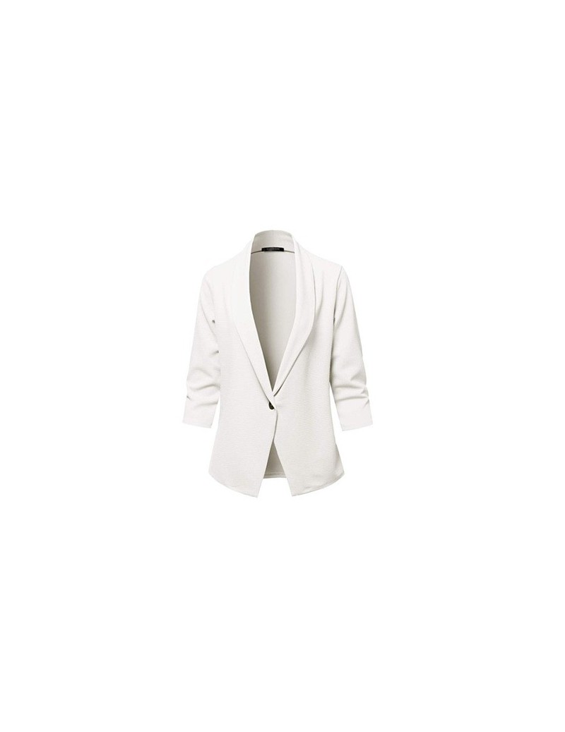 2019 Autumn new long-sleeved solid color lapel small suit jacket women's jacket vadim famale jaket Blazer - White - 53111142...