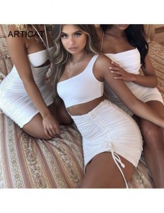 Dresses One Shoulder Hollow Out Sexy Summer Dress Women Fold Drawstring Bandage Bodycon Dress Fashion Ruched Mini Party Dress...