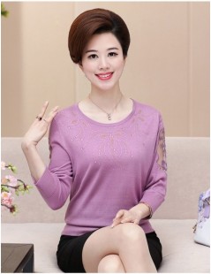 Pullovers Spring Autumn New Middle-Aged Mother Pullover Sweater Thin Section Fashion Lace Diamond Upscale Sweater Women X442 ...