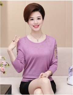Pullovers Spring Autumn New Middle-Aged Mother Pullover Sweater Thin Section Fashion Lace Diamond Upscale Sweater Women X442 ...