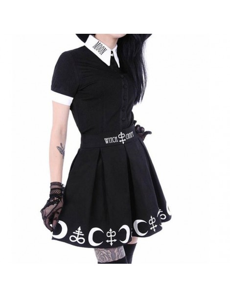 Skirts Witch Moon Printed Harajuku Punk Rock Gothic Summer Women Skirts High Waist Mini Skirt Pleated Mini Skirt for Gothic G...