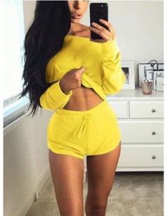 Women's Sets New Fashion Women Two-Piece Casual Clothing Set Crop Top Shorts Summer Clothes Outfits - yellow - 433934034378-2...