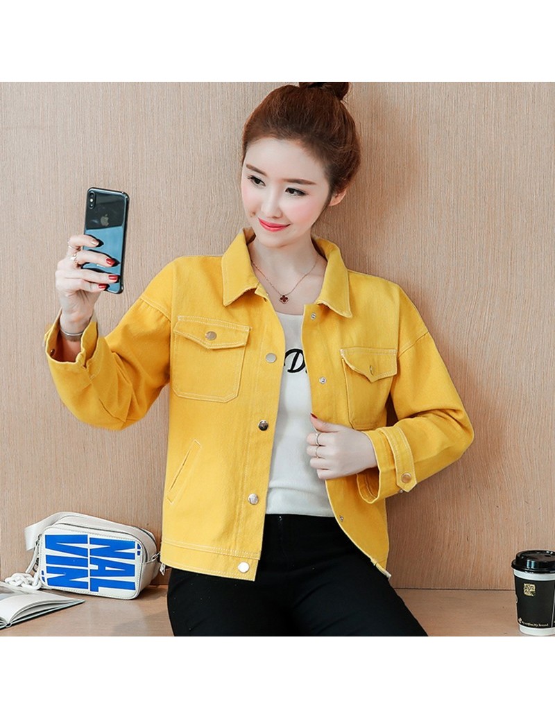 2019 Korean Jeans Jacket Women Spring Autumn Long Sleeve Solid Basic ...