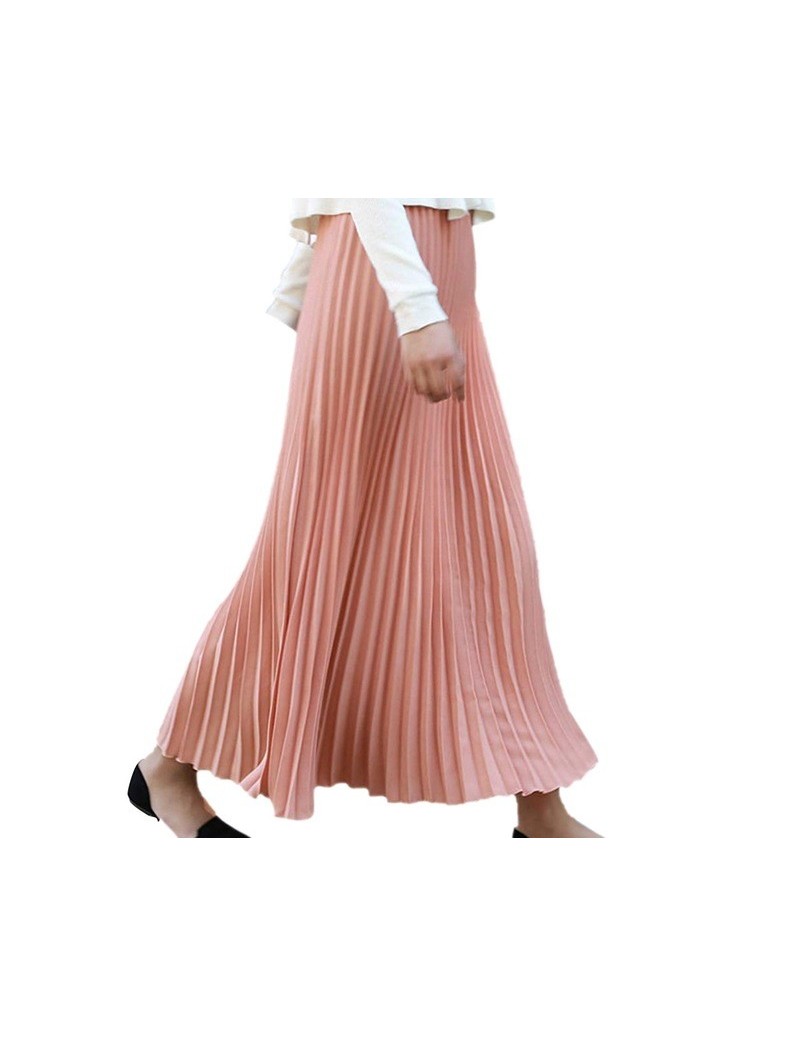 Skirts 2019 Spring Women Long Skirts Fashion Womens Solid Pleated Elegant Midi Elastic Waist Maxi Skirt Faldas Mujer Saias Sk...