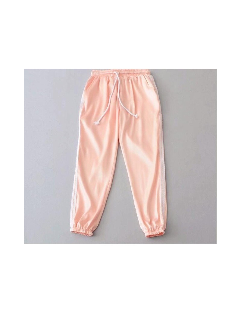 Pants & Capris Sweatpants Satin Cargo Pants Women Casual Loose Ladies High Waist Trousers Harajuku Pink Harem Pants Side Stri...
