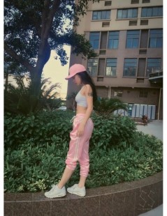 Pants & Capris Sweatpants Satin Cargo Pants Women Casual Loose Ladies High Waist Trousers Harajuku Pink Harem Pants Side Stri...