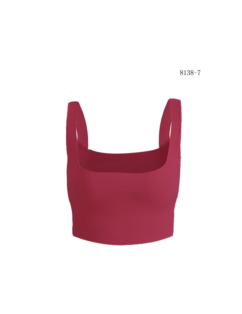 Women's Laides Sexy Solid Casual Sexy Sleeveless Short Tops Tees Tanks Camis Vests - Red - 414166875873-6
