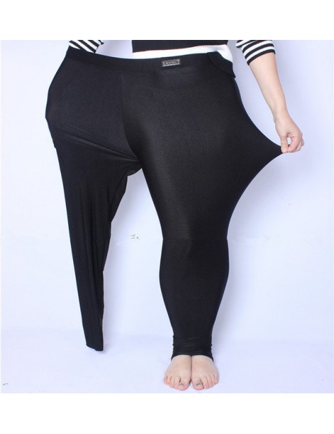 Leggings 2018 Fit 150kg Fat MM Plus Size Women Autumn Black High Waist Nylon Leggings Pants High Elastic Stretch Material XL-...