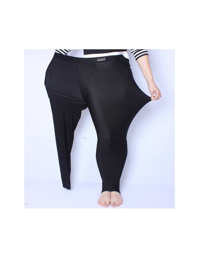 2018 Fit 150kg Fat MM Plus Size Women Autumn Black High Waist Nylon Leggings Pants High Elastic Stretch Material XL-5XL - Bl...