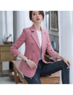 Blazers fashion pink Plaid blazer women England style girl jackets outwear Casual Coat plus size 5XL Soft thick fabric for wi...