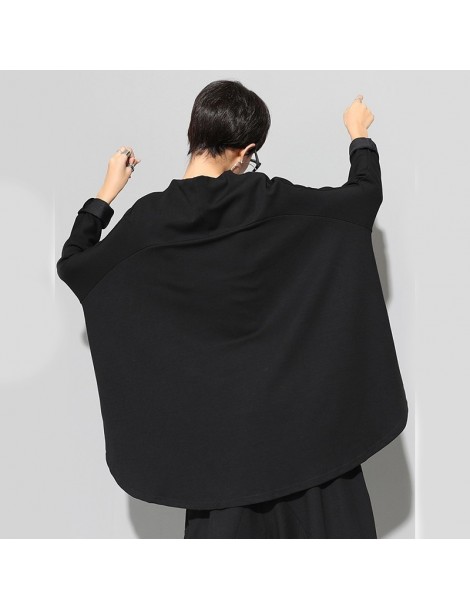 Hoodies & Sweatshirts 2019 New Spring Stand Collar Long Sleeve Black Loose Irregular Big Size Cloak Sweatshirt Women Fashion ...