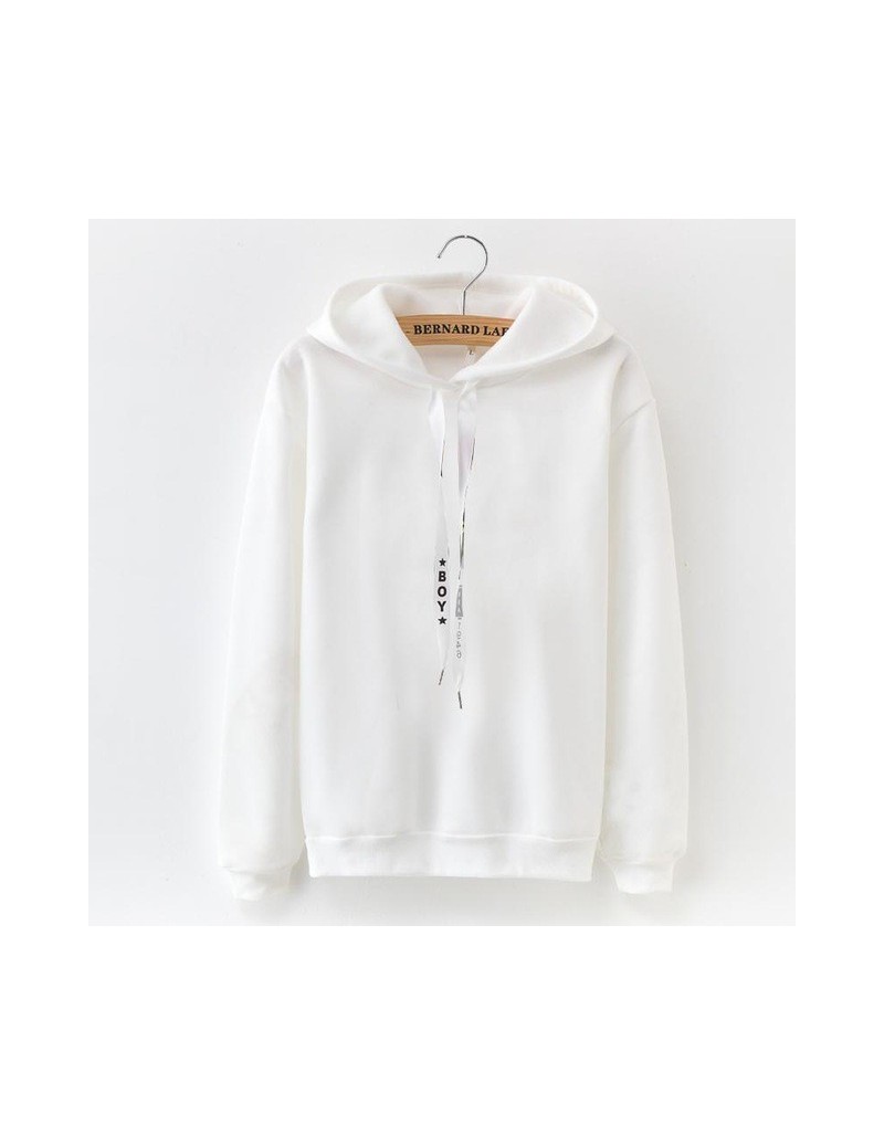 S-XXXL Autumn Winter Fleece Harajuku Pullover Solid Thick Loose Women Hoodies Sweatshirts Female Casual Coat - cj22 white - ...