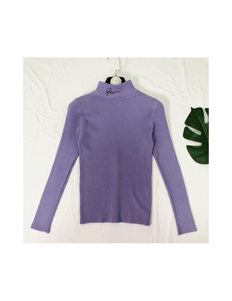 Pullovers Women's Turtleneck Letter Sweater Women Embroidery Sweaters Fashion Jersey Women Winter 2018 Autumn Pullover Sweate...