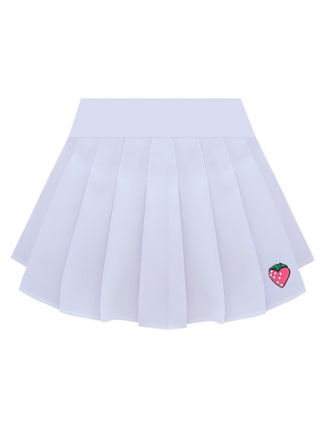 Skirts XS-XXL Five Colors Summer New A-Line Women Skirt High Waist Strawberry Embroidery Pleated Skirt Women Safety Pants Min...