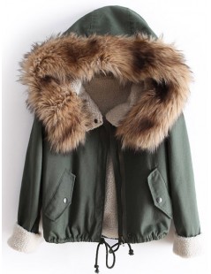 Parkas Winter/Spring Designer Fashion Women's Outwear Short Causal Solid Fur Hooded Warm Long Sleeve Drawstring Coat - green ...