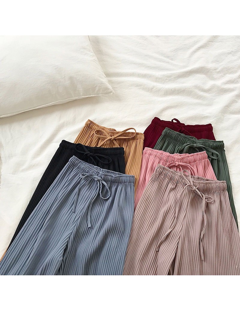 Pants & Capris High waist hanging wide long pants female 2019 spring summer new solid color elastic waist tie casual women pa...