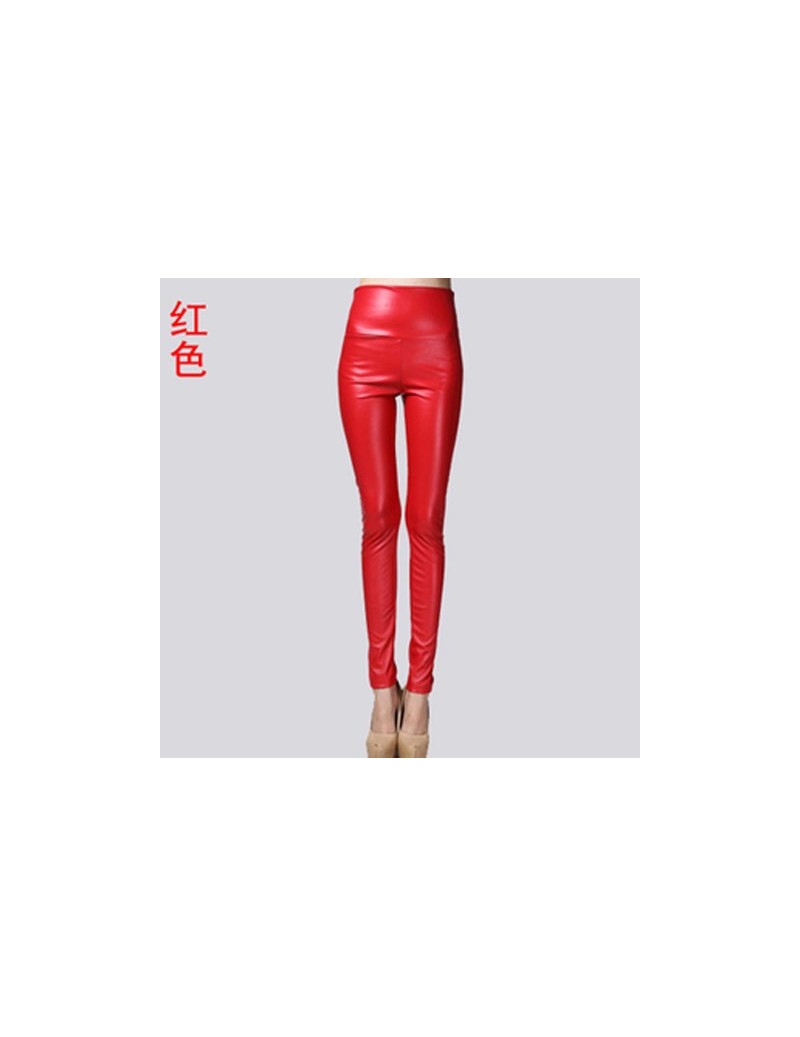 Autumn Winter Women Thin Velvet PU Leather Pants Female Sexy Elastic Stretch Faux Leather Skinny Pencil Pant Women Tight Tro...