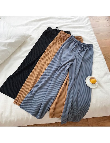 Pants & Capris High waist hanging wide long pants female 2019 spring summer new solid color elastic waist tie casual women pa...