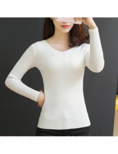 Pullovers Elasticity Soft Women Sweater Autumn Pullovers Knitted Sweaters Women V Neck Sexy Slim Knit Coat Female Blouse Wint...