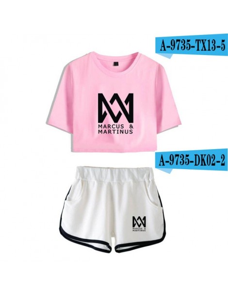 Women's Sets Marcus and Martinus Sexy Two Piece Sets Soft T-shirt and Elastic Shorts Kpop 2018 New Sexy Style Fashion Girl Se...