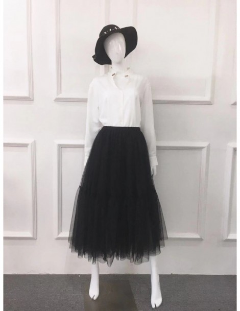 Skirts Steampunk 4 Layers Black Maxi Long Tulle Skirt Gothic Pleated Tutu Skirts Womens Vintage Lolita Petticoat lange rok ju...