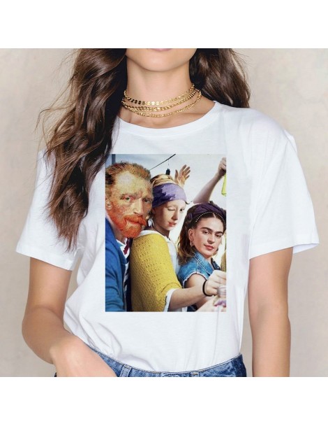 T-Shirts mona lisa Van Gogh T Shirt hip hop Women Art Top TShirt Harajuku Funny Print T-shirt Ullzang Fashion Tees clothes Fe...
