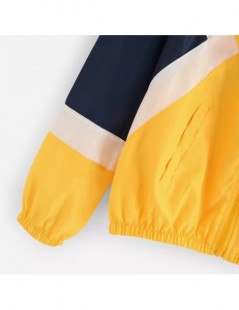 Jackets Women Long Sleeve Patchwork Thin Skinsuits Hooded Zipper Pockets Sport Coats Windbreaker Sporty Outerwear - Red - 423...