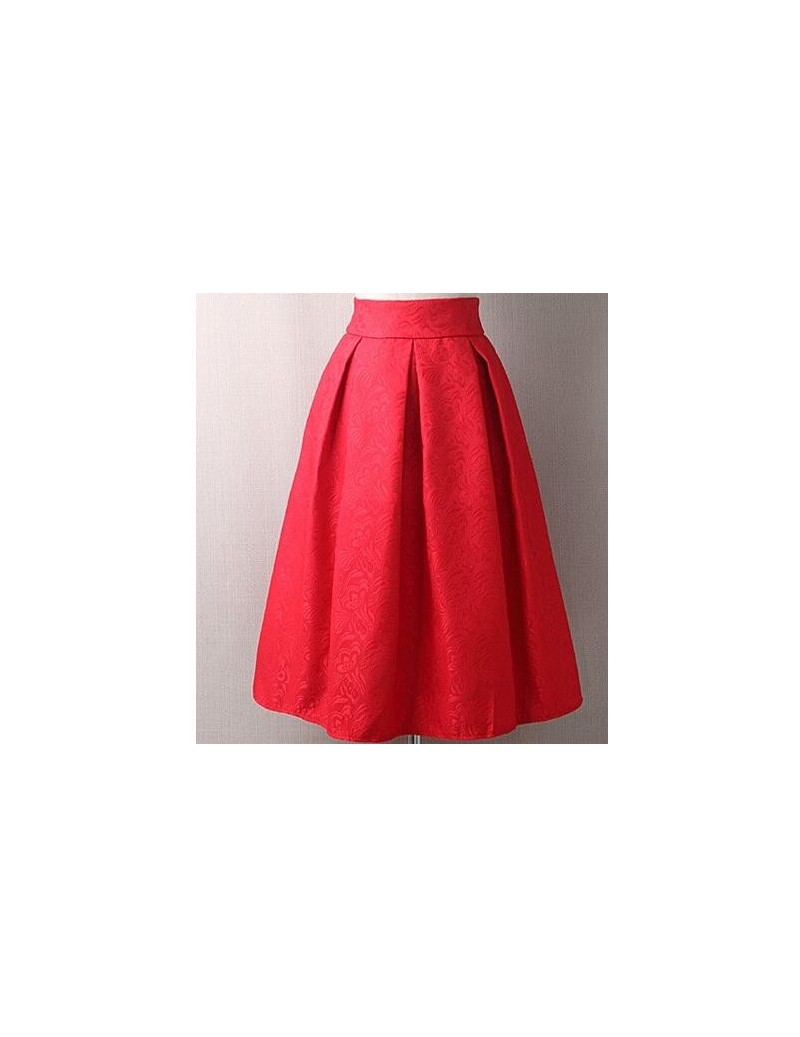 New Faldas 2019 Summer Style Vintage Skirt High Waist Work Wear Midi Skirts Womens Fashion Red Black Jupe Femme Saias - Red ...