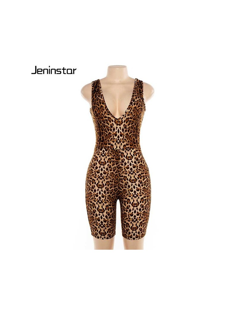 Rompers Leopard Print V-neck Sexy Playsuit Jumpsuit Women Sleeveless Rompers Womens Jumpsuit Backless Party Overalls Ladies -...