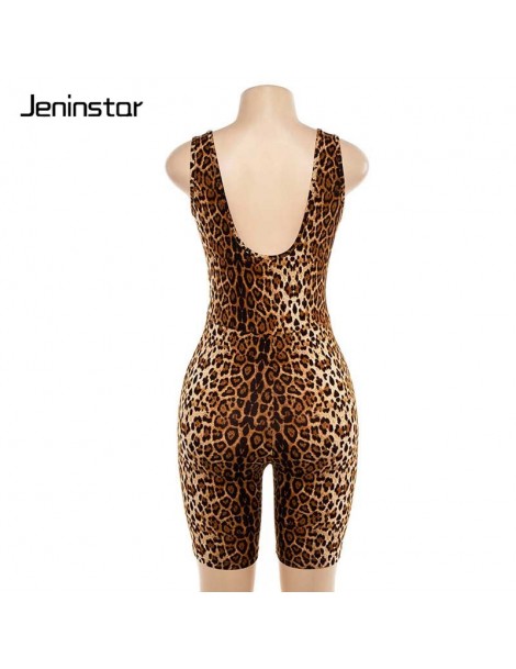 Rompers Leopard Print V-neck Sexy Playsuit Jumpsuit Women Sleeveless Rompers Womens Jumpsuit Backless Party Overalls Ladies -...