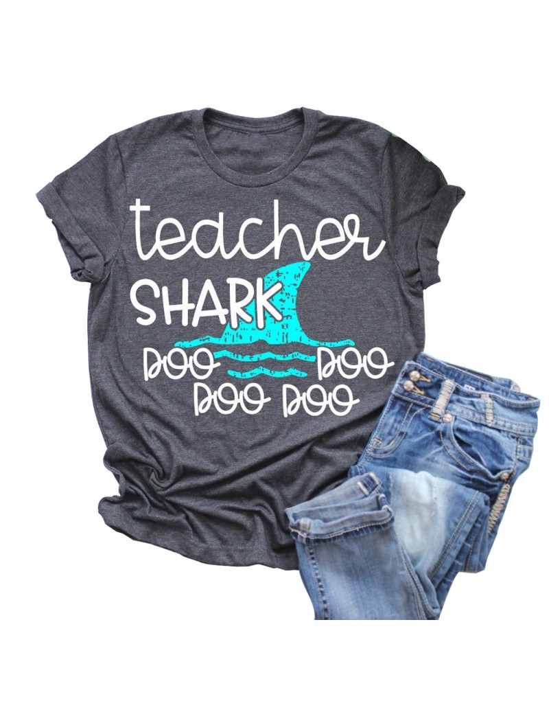 T-Shirts Hipster Short Sleeve Women Teacher Shark T-Shirt Camiseta Mujer Summer luxury designer Baseball tee Plus Size aesthe...