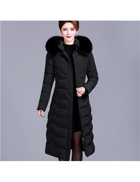 Parkas 2019 Plus size XL-6XL Winter Parkas Women X-long Hooded Thicken Down cotton jacket Middle aged Female Fur collar warm ...