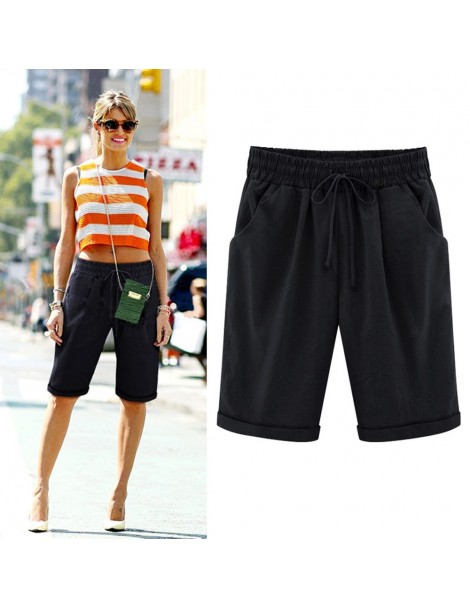 Shorts S-8XL Plus Size Hot Sale Women Summer Cotton linen Shorts Casual Laides Drastring Elastic Loose Short Trousers WDC2019...