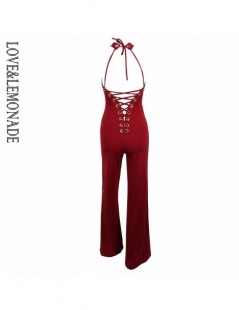 Jumpsuits Red Metal Ring Tie Open Back Jumpsuit LM0393 - 4M3947240350 $25.39