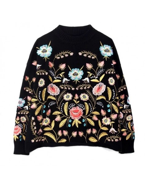 Pullovers 2019 Round Collar Flowers Embroidery Top Loose Korean Spring Autumn Long Sleeve Woman's New Fashion Sweater FA50001...