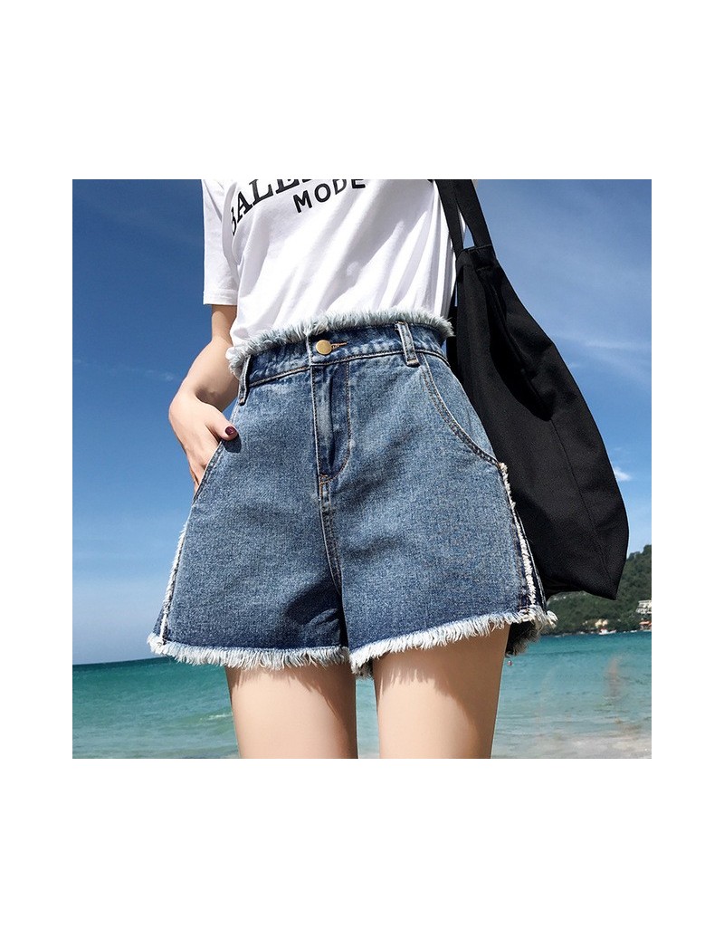Shorts Women's Denim Plus Size 2019 Wide Leg Summer Casual Loose High Waisted Female Black Shorts Jeans For Women - Blue - 4...