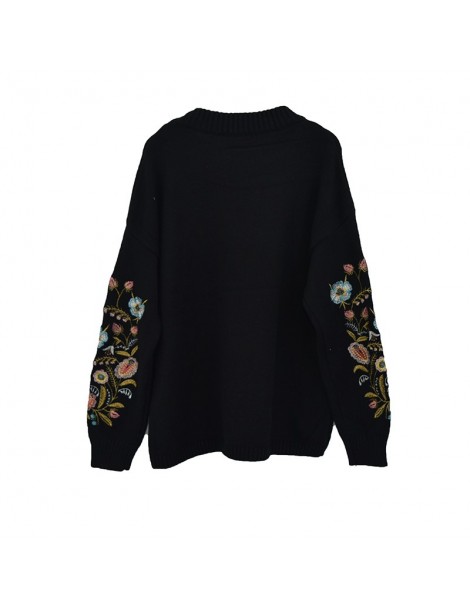 Pullovers 2019 Round Collar Flowers Embroidery Top Loose Korean Spring Autumn Long Sleeve Woman's New Fashion Sweater FA50001...